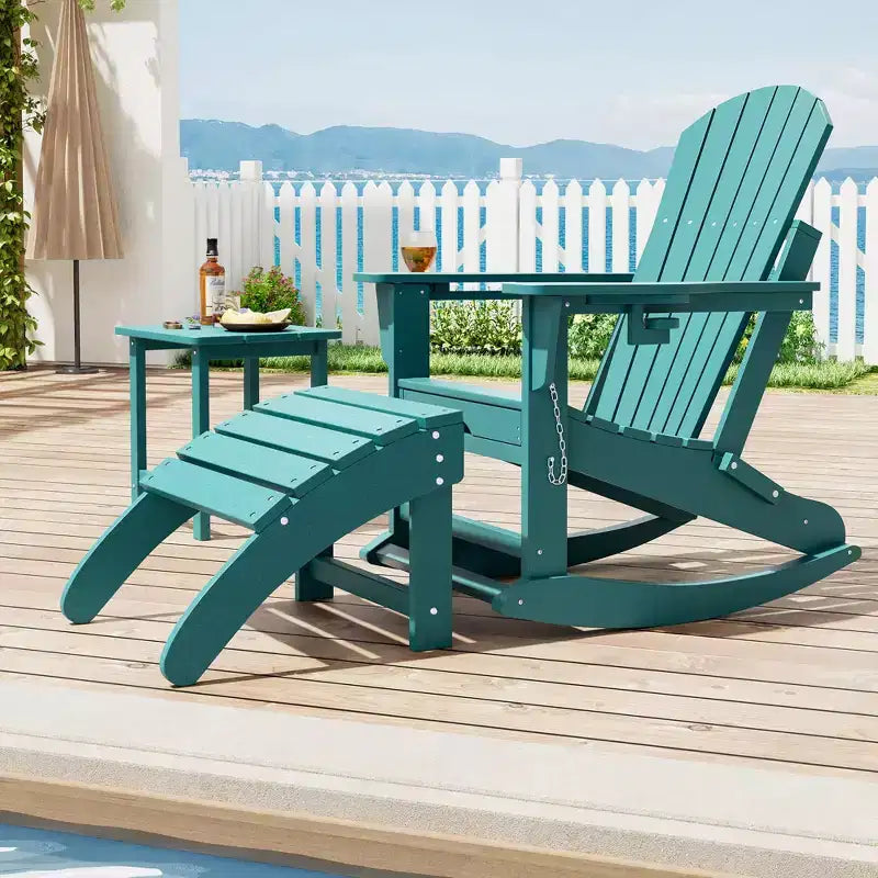 TROPOW Ottoman for Adirondack Chair, HDPE Adirondack Ottoman Footrest, Weather Resistance Outdoor Footstool for Outside Porch Pool