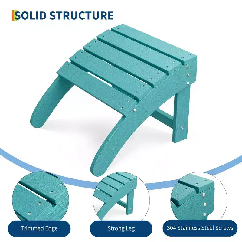 TROPOW Ottoman for Adirondack Chair, HDPE Adirondack Ottoman Footrest, Weather Resistance Outdoor Footstool for Outside Porch Pool