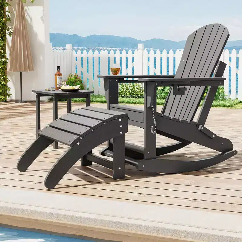 TROPOW Ottoman for Adirondack Chair, HDPE Adirondack Ottoman Footrest, Weather Resistance Outdoor Footstool for Outside Porch Pool