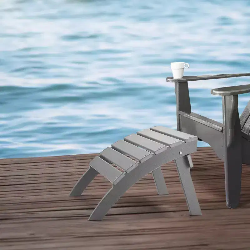 VEVOR Adirondack Ottoman, 21.5L x 18.9W x 14.8H Inch HDPE Plastic Folding Adirondack Ottoman, Weather-Resistant Foot Rest for Adirondack Chair, Gray