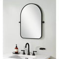 Specchio da bagno basculante con cornice ad arco in ferro nero, 32"