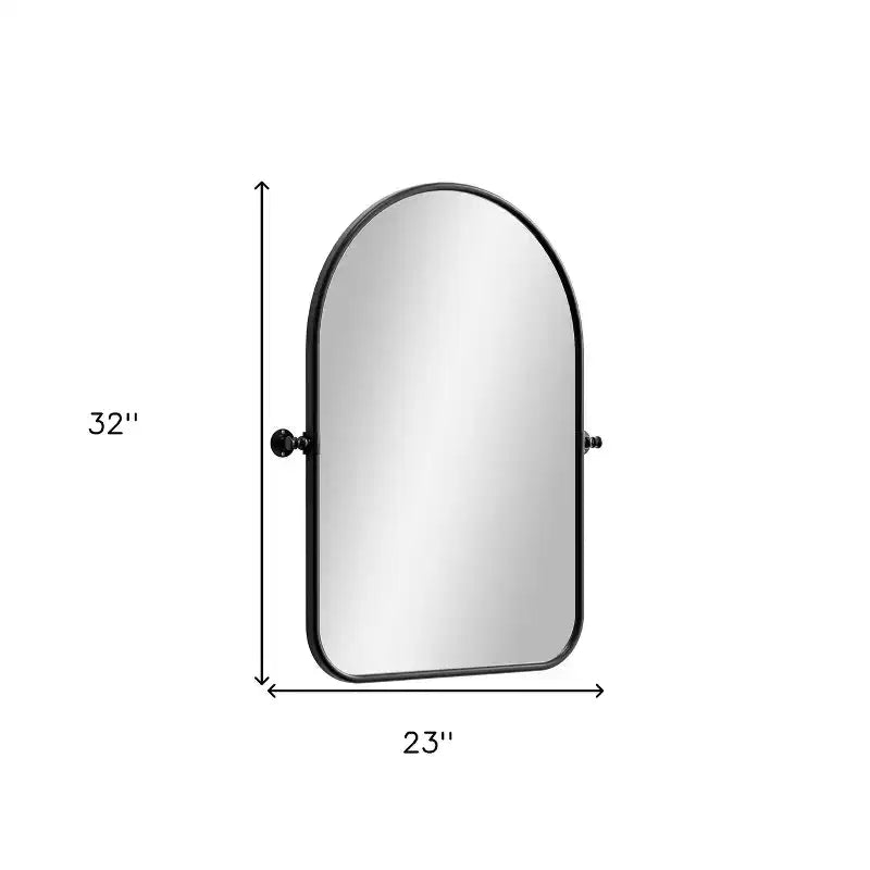 Specchio da bagno basculante con cornice ad arco in ferro nero, 32"