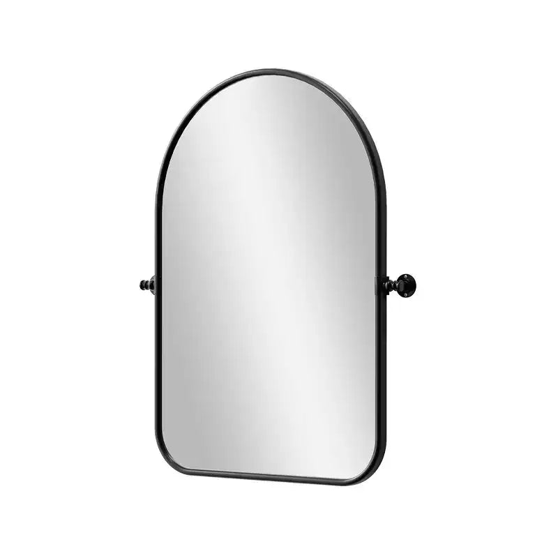 Specchio da bagno basculante con cornice ad arco in ferro nero, 32"
