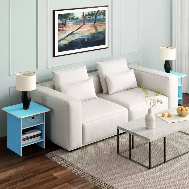 HOMLUX 2 comodini, tavolino da divano, tavolino da comodino con cassetto a contenitore e ripiano aperto