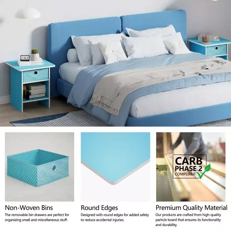 HOMLUX 2 comodini, tavolino da divano, tavolino da comodino con cassetto a contenitore e ripiano aperto