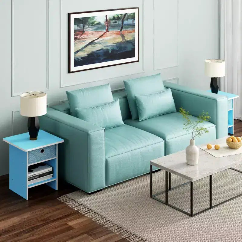 HOMLUX 2 comodini, tavolino da divano, tavolino da comodino con cassetto a contenitore e ripiano aperto