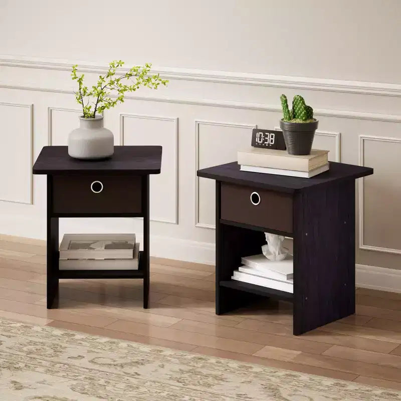 HOMLUX 2 comodini, tavolino da divano, tavolino da comodino con cassetto a contenitore e ripiano aperto