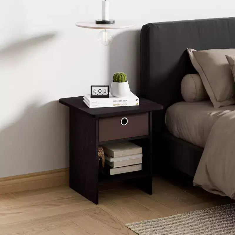 HOMLUX 2 comodini, tavolino da divano, tavolino da comodino con cassetto a contenitore e ripiano aperto
