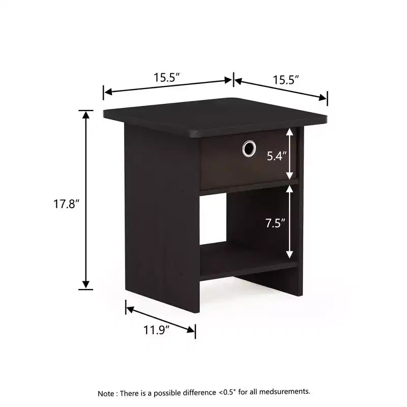 HOMLUX 2 comodini, tavolino da divano, tavolino da comodino con cassetto a contenitore e ripiano aperto