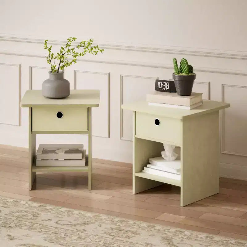 HOMLUX 2 comodini, tavolino da divano, tavolino da comodino con cassetto a contenitore e ripiano aperto