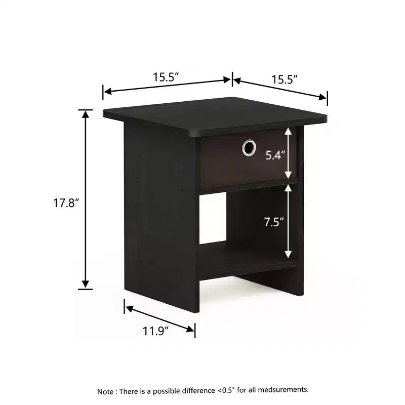 HOMLUX 2 comodini, tavolino da divano, tavolino da comodino con cassetto a contenitore e ripiano aperto