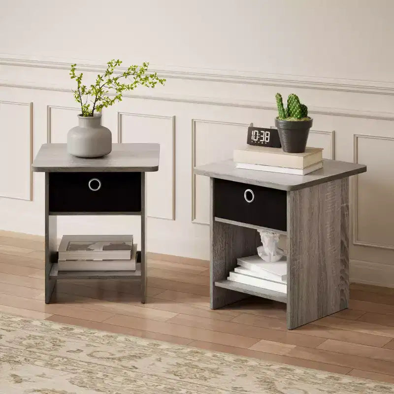HOMLUX 2 comodini, tavolino da divano, tavolino da comodino con cassetto a contenitore e ripiano aperto