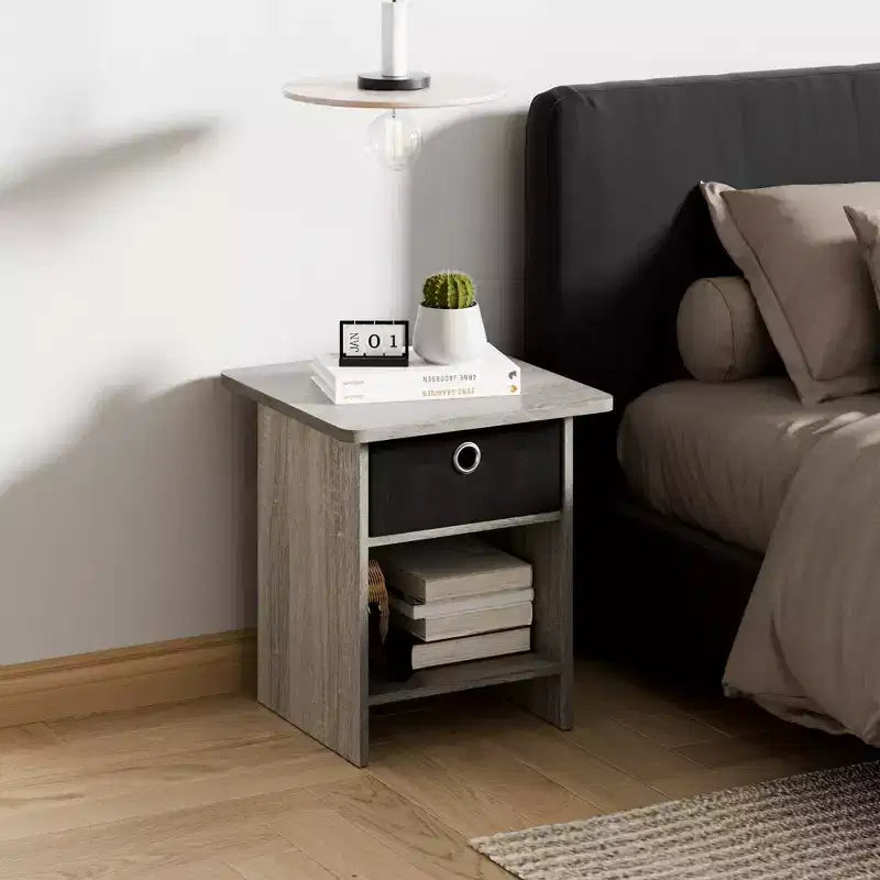 HOMLUX 2 comodini, tavolino da divano, tavolino da comodino con cassetto a contenitore e ripiano aperto