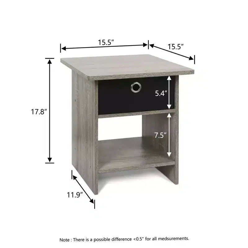 HOMLUX 2 comodini, tavolino da divano, tavolino da comodino con cassetto a contenitore e ripiano aperto