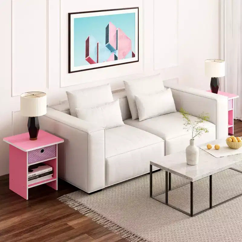 HOMLUX 2 comodini, tavolino da divano, tavolino da comodino con cassetto a contenitore e ripiano aperto