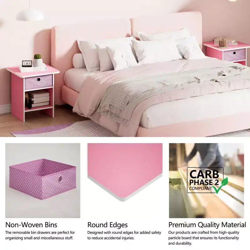 HOMLUX 2 comodini, tavolino da divano, tavolino da comodino con cassetto a contenitore e ripiano aperto