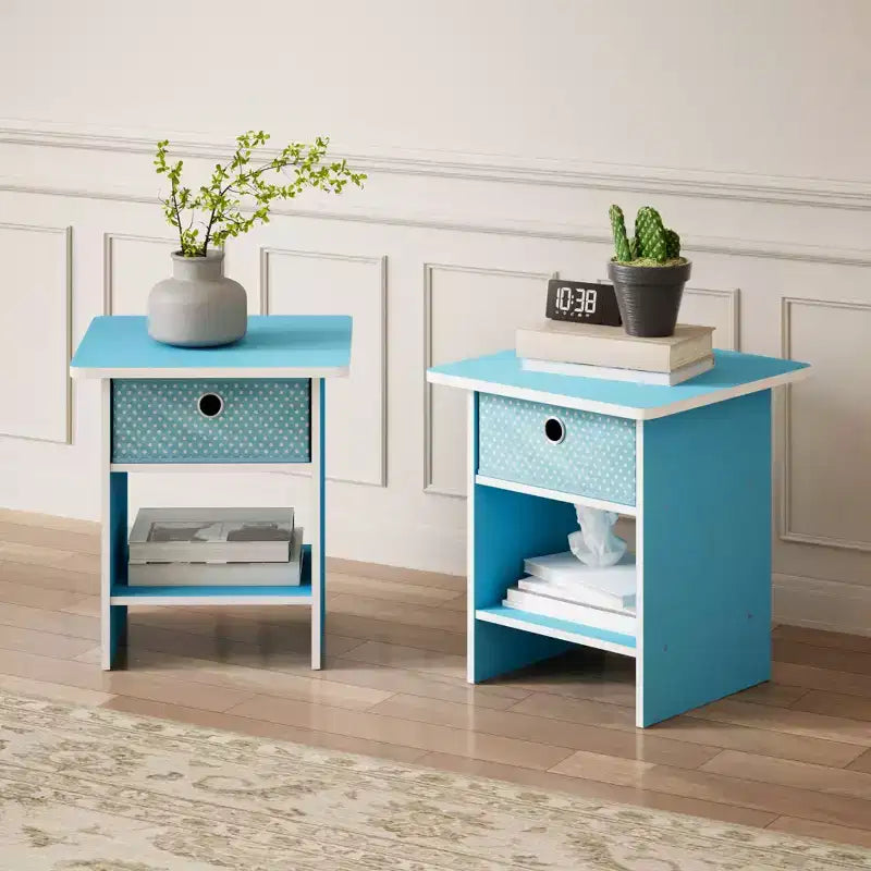 HOMLUX 2 comodini, tavolino da divano, tavolino da comodino con cassetto a contenitore e ripiano aperto