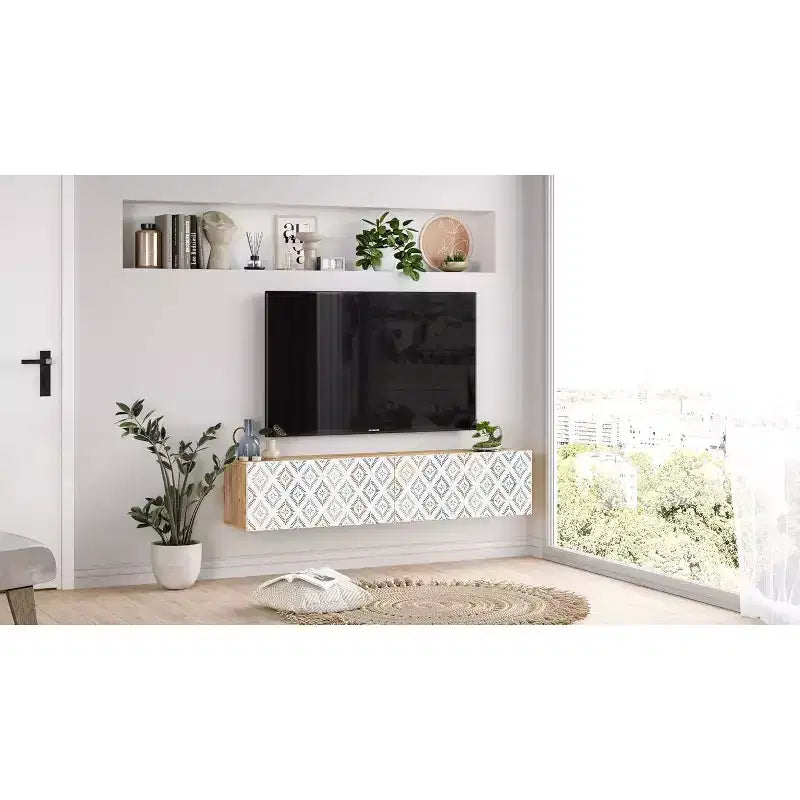 Mobile TV Consolle Porta TV con Ante e Ripiani Contenitori