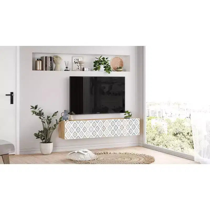Mobile TV Consolle Porta TV con Ante e Ripiani Contenitori
