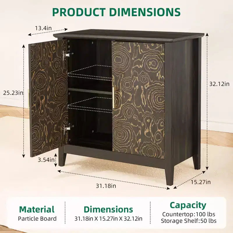 Madia Credenza con Ripiani Regolabili – Nera