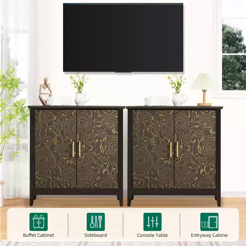 Madia Credenza con Ripiani Regolabili – Nera