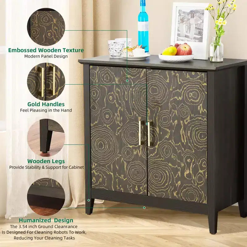 Madia Credenza con Ripiani Regolabili – Nera