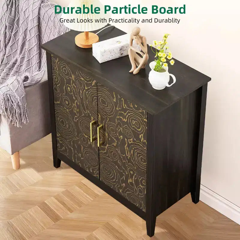Madia Credenza con Ripiani Regolabili – Nera