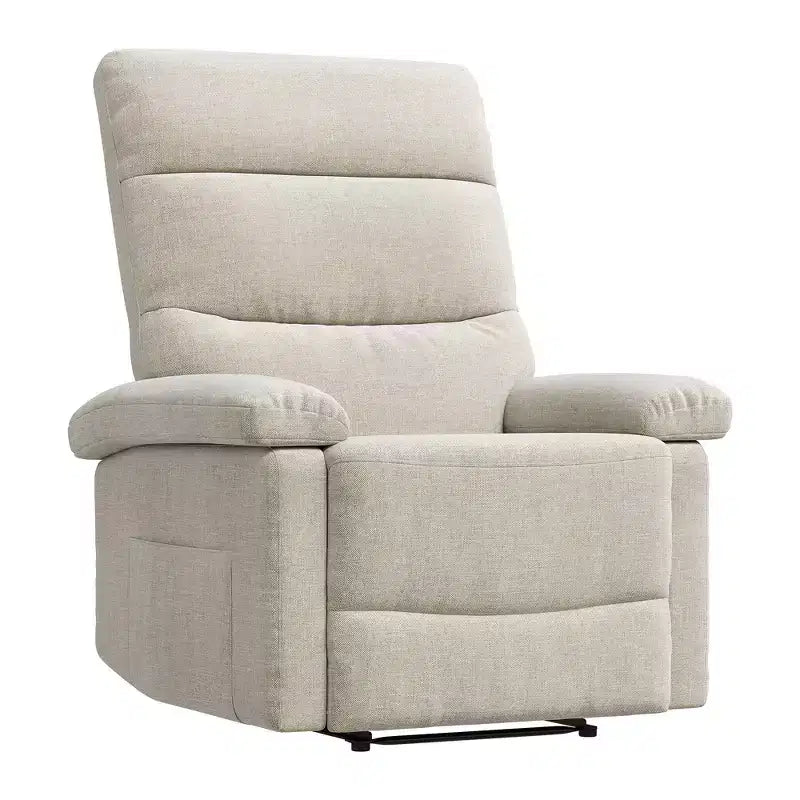 Poltrona reclinabile manuale in tessuto con tasca laterale e supporto ergonomico