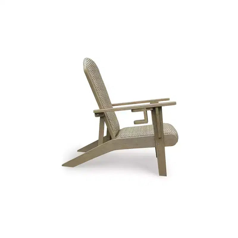 Signature Design by Ashley Coastal Reef Adirondack Chair - Antiqued Eucalyptus Wood with Handwoven Resin Wicker, Beige