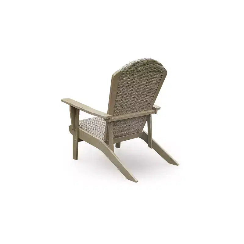 Signature Design by Ashley Coastal Reef Adirondack Chair - Antiqued Eucalyptus Wood with Handwoven Resin Wicker, Beige