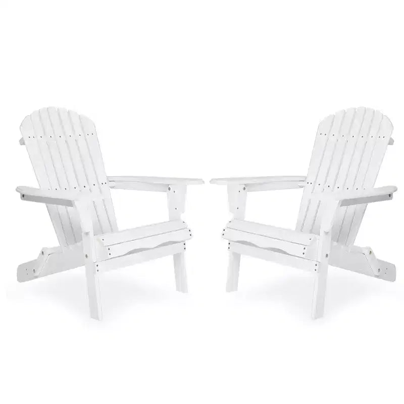 CLIHOME Set of 2 Folding Adirondack Chair, Solid Wood Lounge Patio Chair for Garden Outdoor