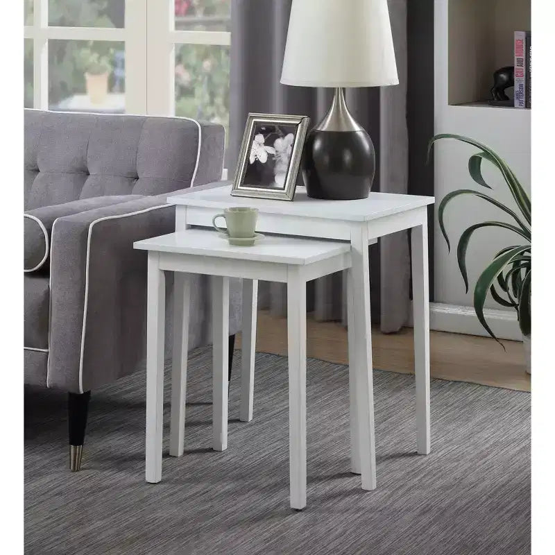 Tavolino rettangolare in legno bianco