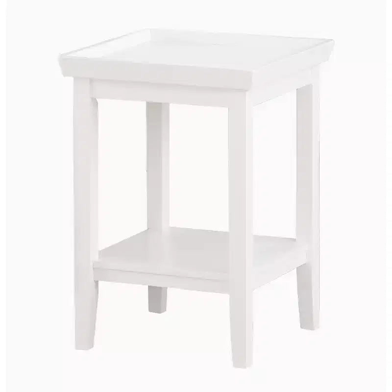Tavolino da salotto bianco in legno con ripiano inferiore – H 66 cm