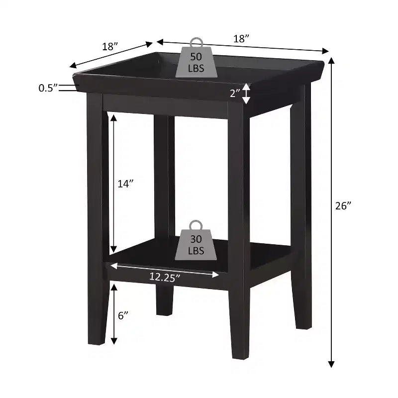 Tavolino da salotto bianco in legno con ripiano inferiore – H 66 cm