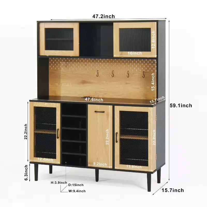 Credenza in legno a 4 ante e 2 cassetti