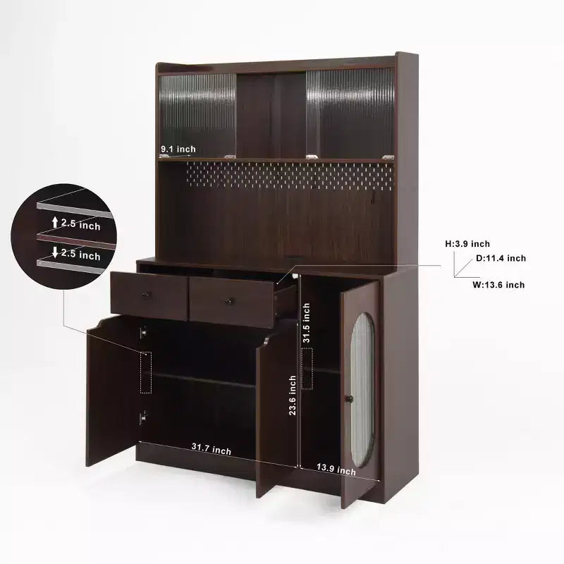 Credenza in legno a 4 ante e 2 cassetti