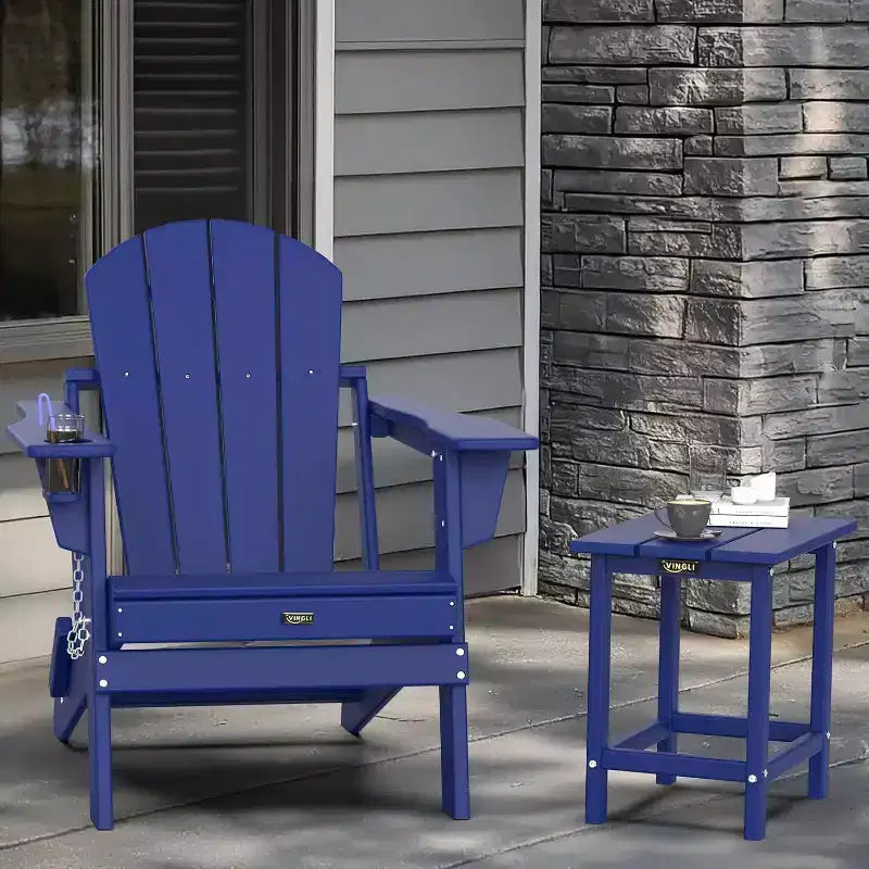 VINGLI Outdoor Patio Side Table, Plastic Waterproof HDPE Adirondack Coffee End Tables, All Weather for Patio, Backyard, Pool, Indoor Use