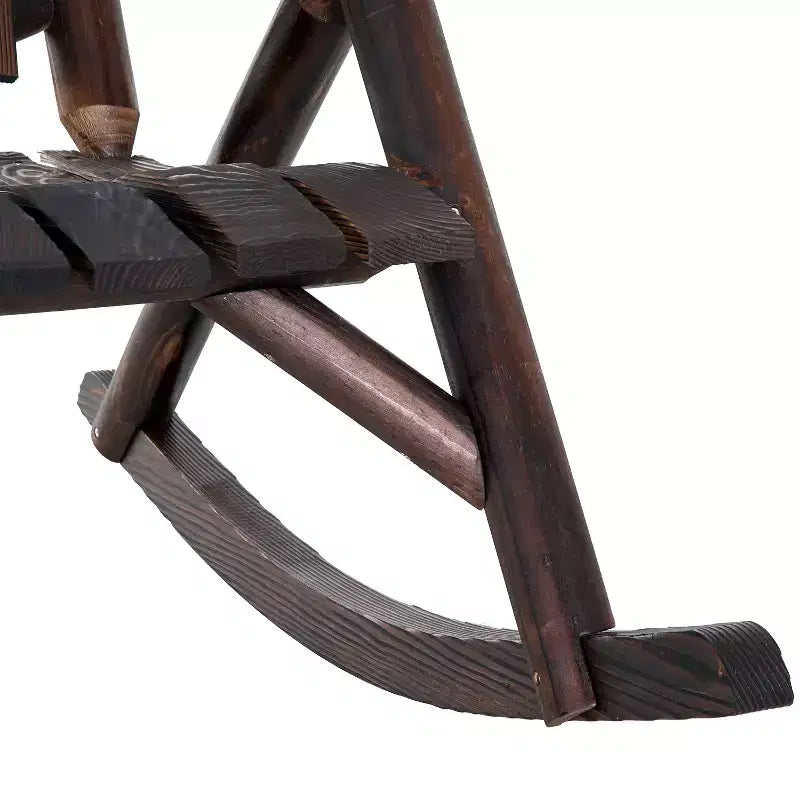 Outdoor Wooden Rocking Chair, Single-Person Rustic Adirondack Rocker with Slatted Seat, High Backrest, Armrests for Patio, Garden and Porch
