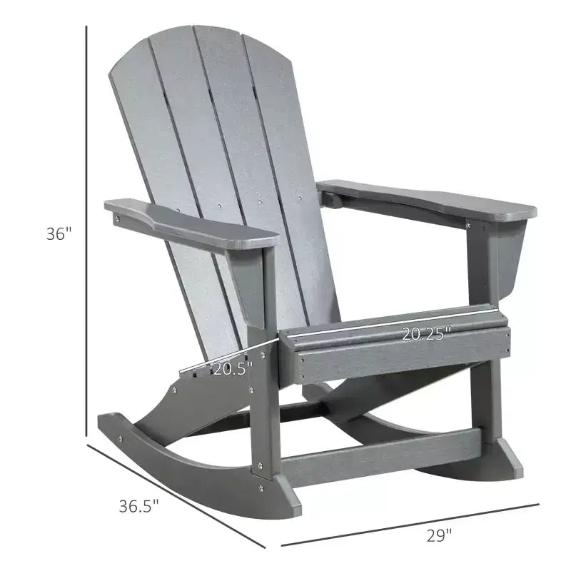 Outdoor Rocking Chair, HDPE Adirondack Porch Rocker Chair for Garden, Patio