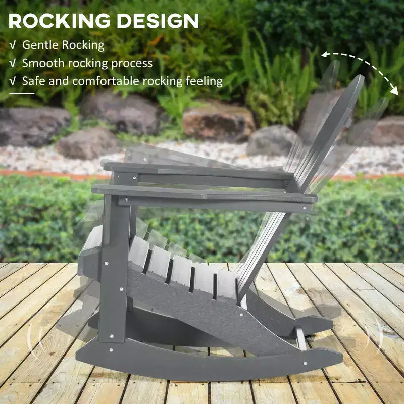 Outdoor Rocking Chair, HDPE Adirondack Porch Rocker Chair for Garden, Patio