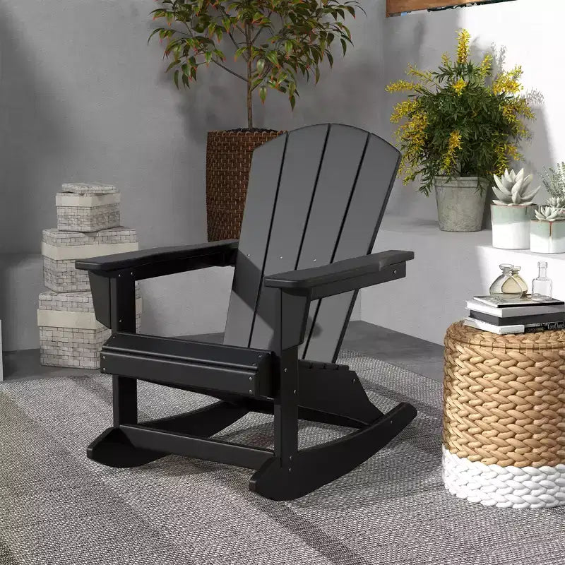 Outdoor Rocking Chair, HDPE Adirondack Porch Rocker Chair for Garden, Patio
