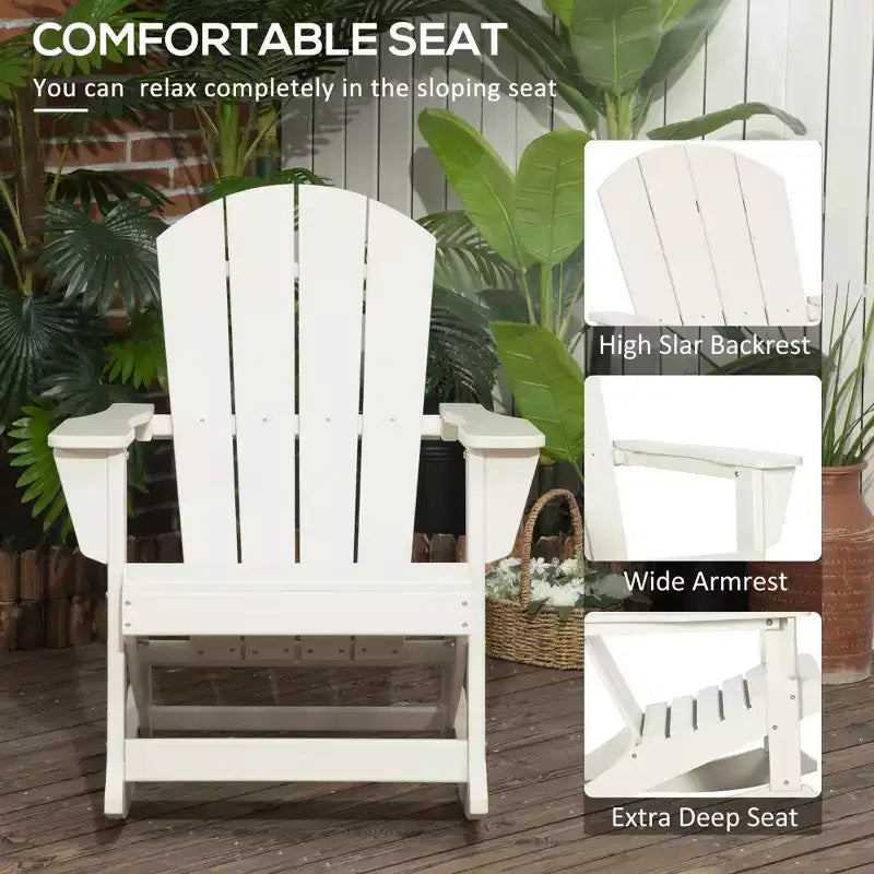 Outdoor Rocking Chair, HDPE Adirondack Porch Rocker Chair for Garden, Patio