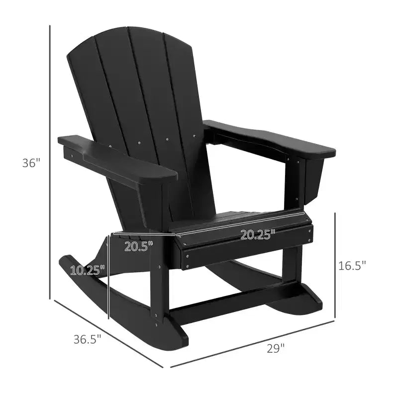 Outdoor Rocking Chair, HDPE Adirondack Porch Rocker Chair for Garden, Patio