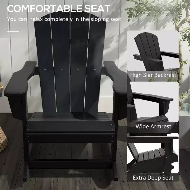 Outdoor Rocking Chair, HDPE Adirondack Porch Rocker Chair for Garden, Patio