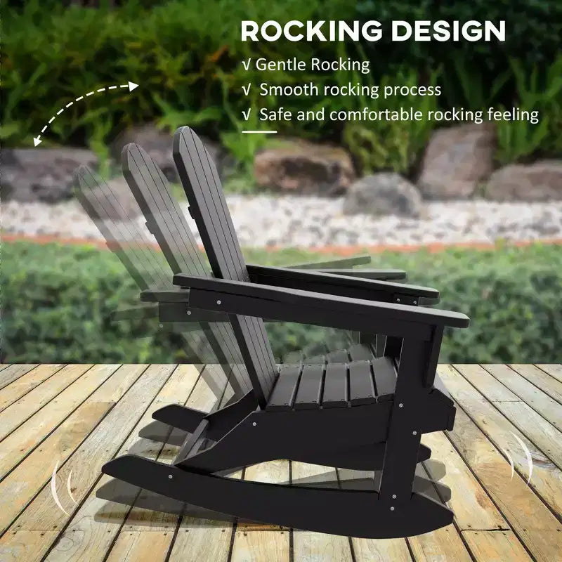 Outdoor Rocking Chair, HDPE Adirondack Porch Rocker Chair for Garden, Patio