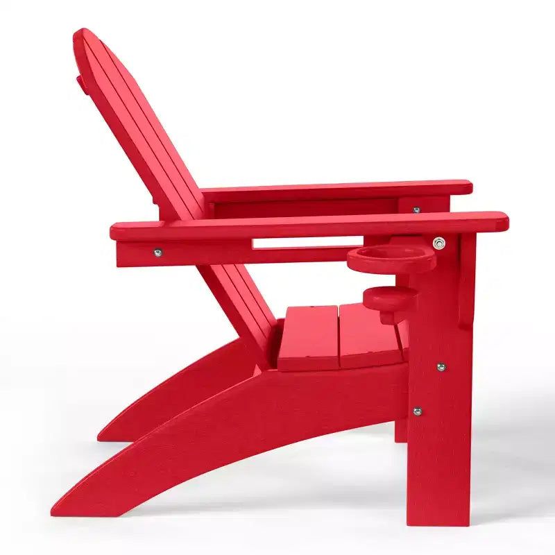 WestinTrends Malibu Kids Outdoor HDPE Plastic Adirondack Patio Chairs with Cup Holders (Set of 2)