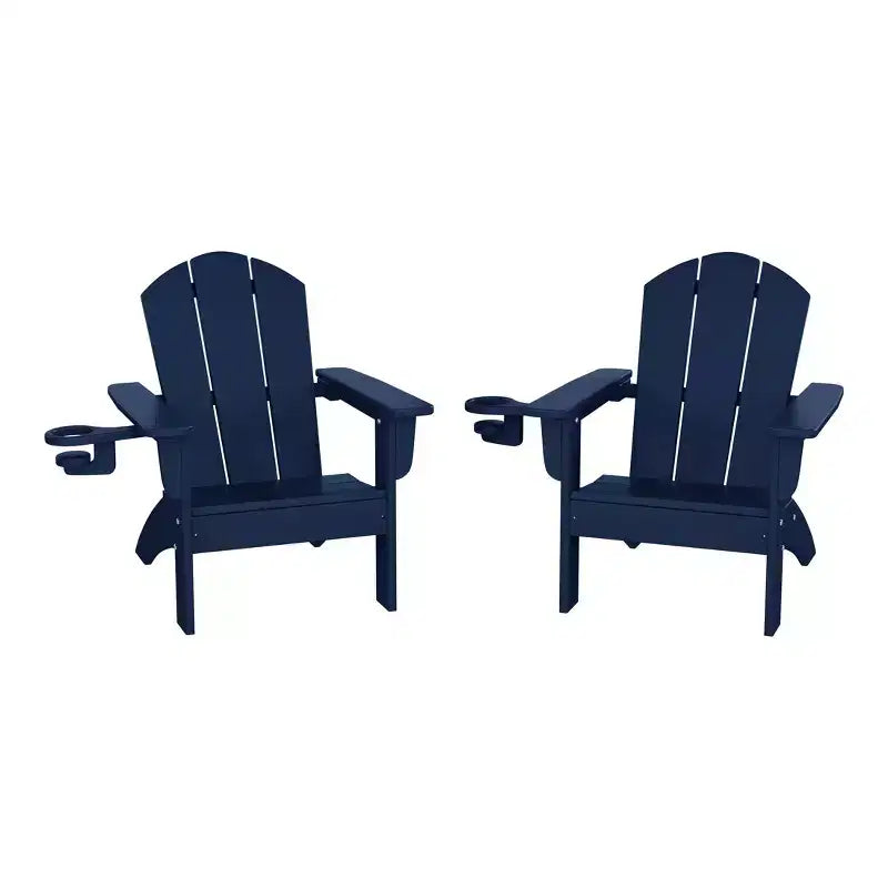 WestinTrends Malibu Kids Outdoor HDPE Plastic Adirondack Patio Chairs with Cup Holders (Set of 2)