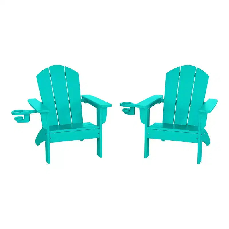 WestinTrends Malibu Kids Outdoor HDPE Plastic Adirondack Patio Chairs with Cup Holders (Set of 2)