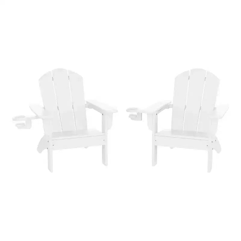 WestinTrends Malibu Kids Outdoor HDPE Plastic Adirondack Patio Chairs with Cup Holders (Set of 2)