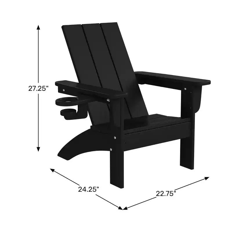 WestinTrends Ashore Kids Outdoor HDPE Plastic Modern Adirondack Patio Chairs with Cup Holders (Set of 2)